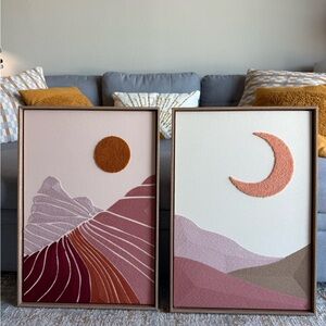 Woven Framed Wall Art Set - Sun & Moon
